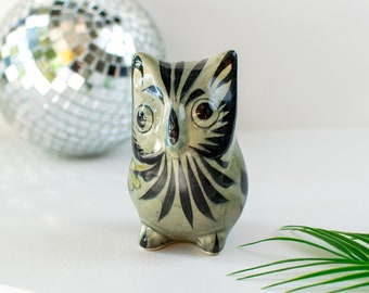 Vintage Tonala Owl / Mexican Pottery Owl / Ceramic Owl Figurine