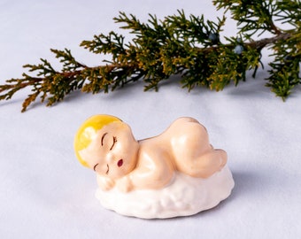 Ceramic Baby Figurine / Vintage Baby on Cloud / New Baby Gift