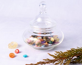 Small Apothecary Jar / Bubble Lid Jar / Bubble Top Jar / Clear Glass Apothecary Jar