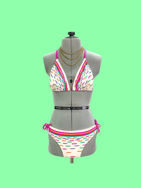 Vintage Confetti Bikini / Vintage Triangle Bikini… - image 1