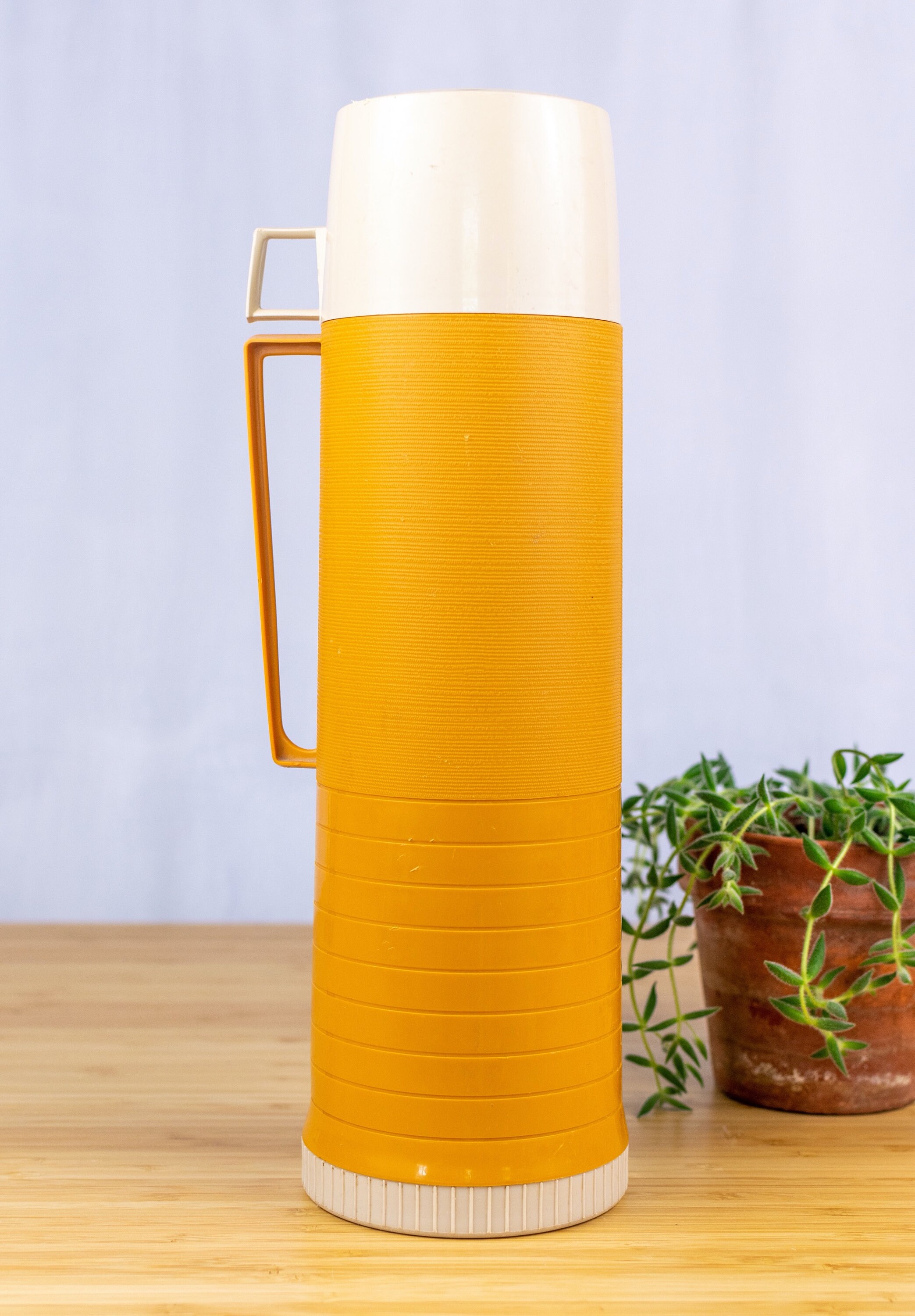 Mustard Yellow Thermos / Vintage Yellow Thermos / Tall Vintage Etsy