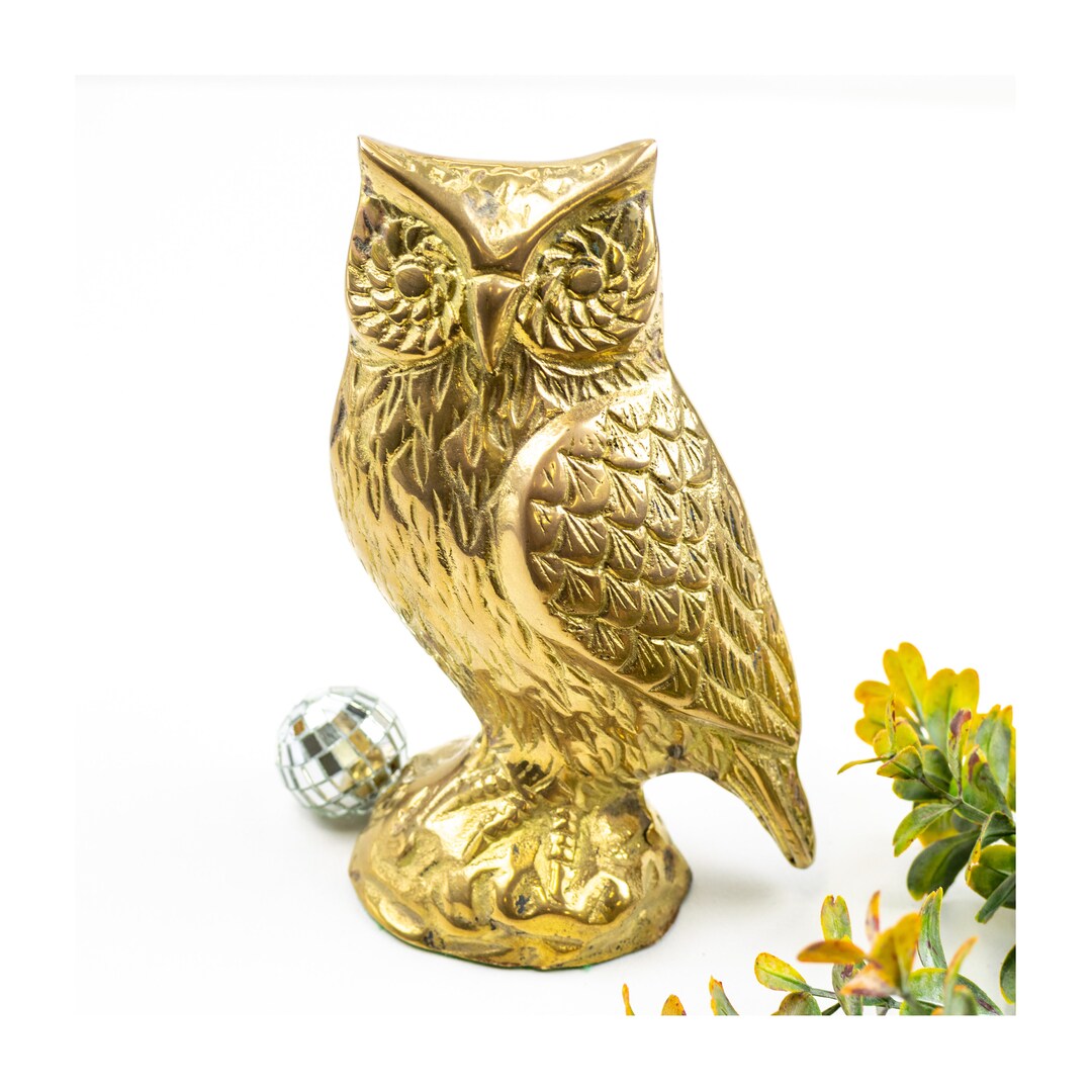 Brass Owl Statue / Vintage Brass Owl / Brass Owl Figurine / Vintage Owl