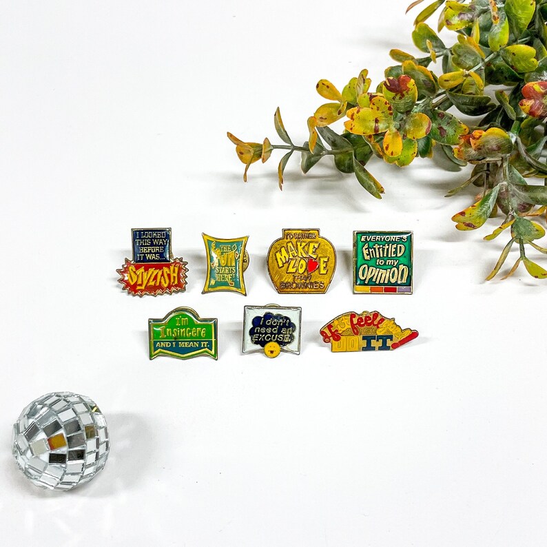 Vintage Enamel Pins / Vintage Humorous Buttons / Vintage Etsy