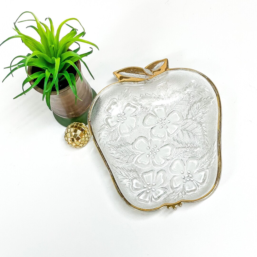 Glass Apple Dish / Hazel Atlas Apple Dish / Vintage Glass Dish Etsy