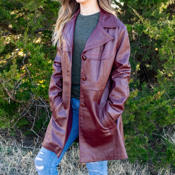 Vintage Leather Jacket / Burgundy Leather Jacket /
