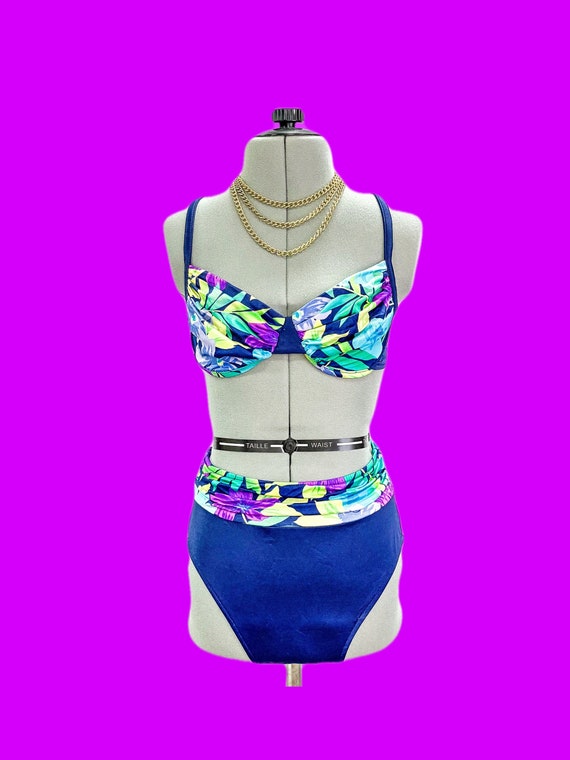 Vintage Tropical Bikini / Vintage Floral Bikini /… - image 1