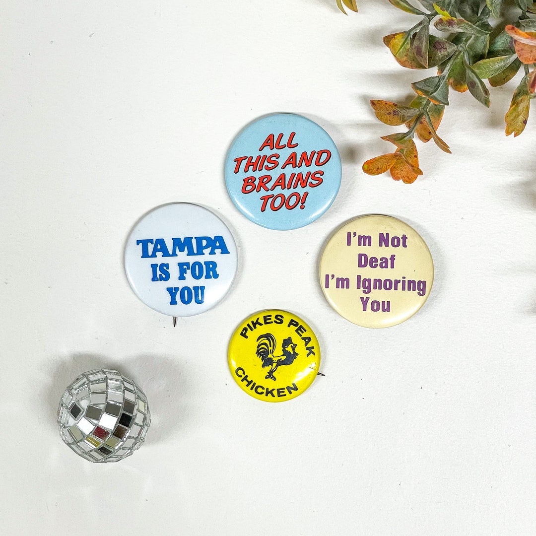 Vintage Funny Buttons / Vintage Humorous Pins / Vintage Etsy
