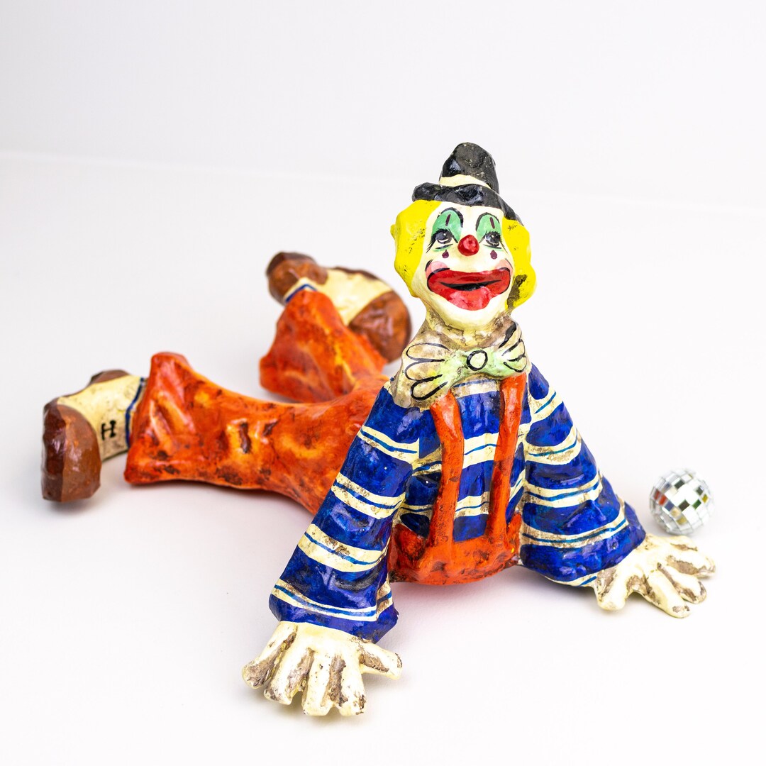 Paper Mache Clown / Vintage Mexican Clown / Vintage Creepy Etsy