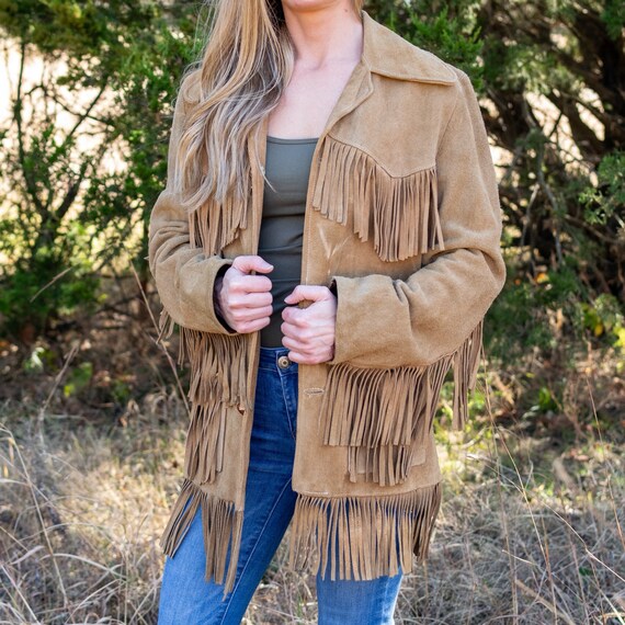 Suede Fringe Jacket / Vintage Leather Jacket / Vin