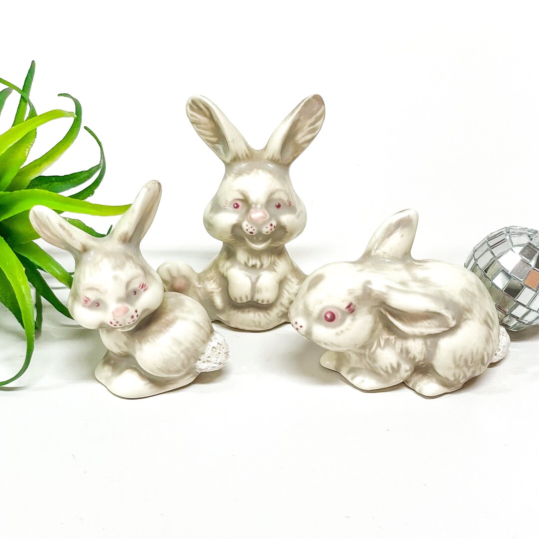 Vintage Rabbit Figurines / Vintage Rabbit Decor / Vintage Etsy