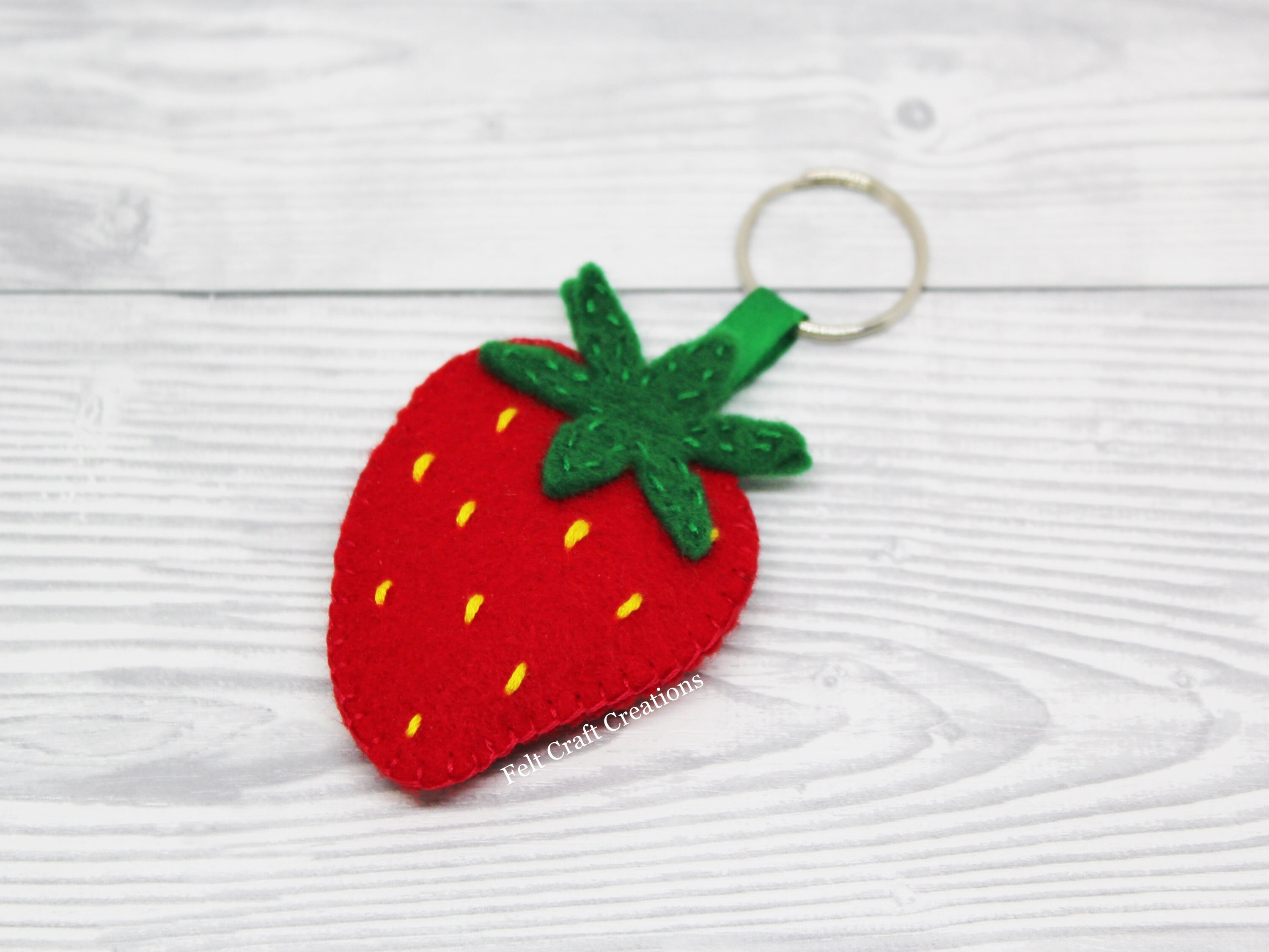 Felt strawberry keychain fruit keychain key chain for women Etsy
