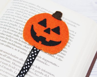 Jack o' lantern, halloween book decor, gifts for booklovers, felt bookmark