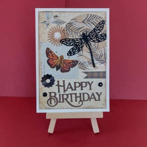 Kunstvolle handgefertigte Grußkarte/Glückwunschkarte zum Geburtstag mit Collage im Vintage Stil. Unikat