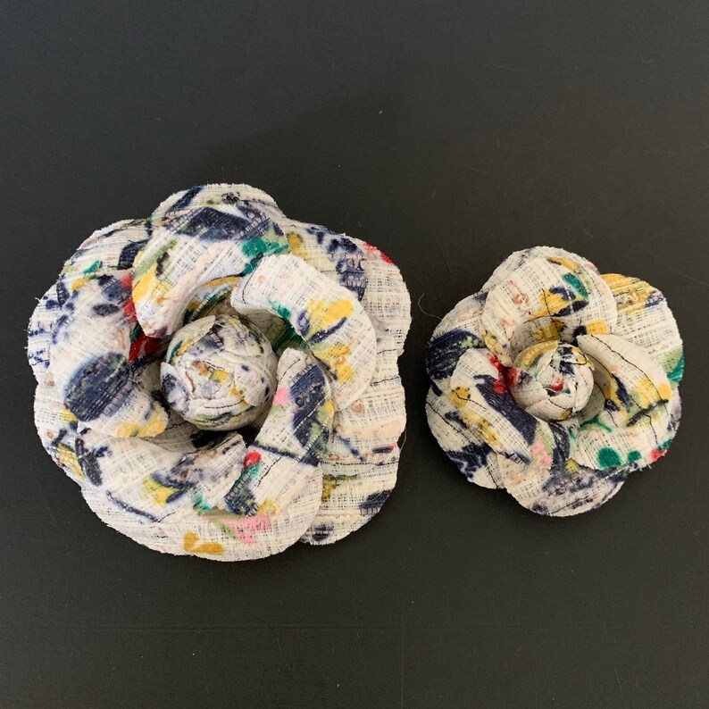 Camellia Brooch,pin,Hair clip,flower brooch,Mommy and baby,flower printed,floral pattern,tweed,Multi color camella,Rainbow,wedding brooch