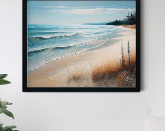 Beach Wall Art Digital Download – Coastal Ocean Print, Tropical Beach Scene, Minimalist Seascape, Printable Wall Art for Home & Office Décor