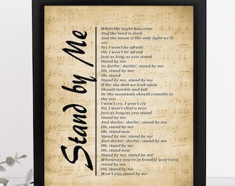 Stand By Me Lyrics Sheet Music Art Print