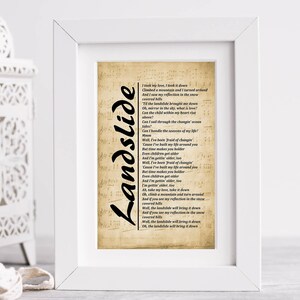 Landslide Lyrics on Sheet Music Background, Picture Print Wall Décor
