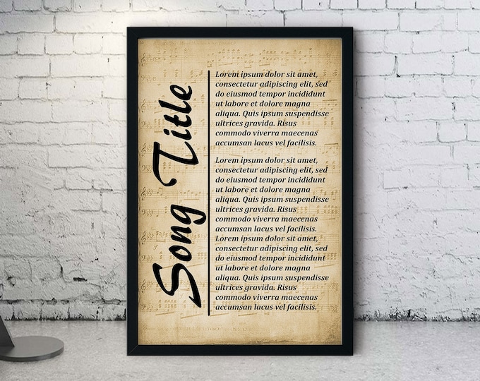 Custom Song Lyrics Wall Art, Digital Art Printable, Personalized Song Lyrics, Printable Personal Gift- Instant Download – Wall Hangings