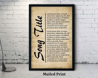 Custom Song Lyrics Wall Art, Digital Art Print, Personalized Song Lyrics, Personal Gift – Wall Hangings - Free Shipping