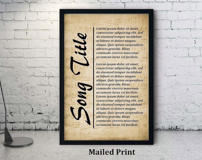 Custom Song Lyrics Wall Art, Digital Art Print, Personalized Song Lyrics, Personal Gift – Wall Hangings - Free Shipping
