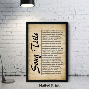 Custom Song Lyrics Wall Art, Digital Art Print, Personalized Song Lyrics, Personal Gift – Wall Hangings - Free Shipping