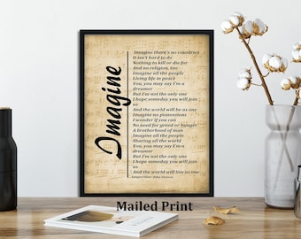 Imagine Lyrics Song Lyrics on Sheet Music Background | Etsy
