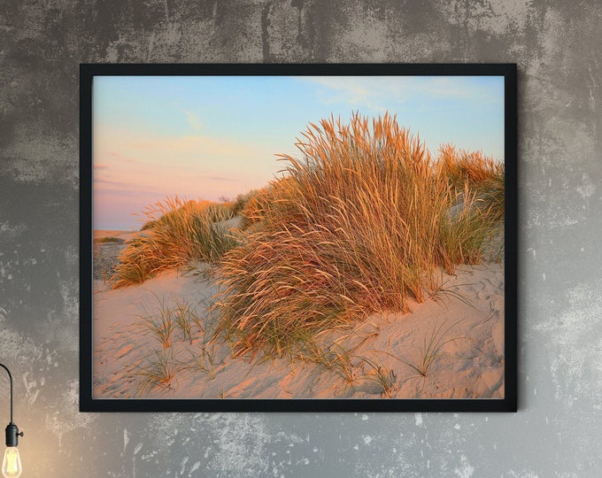 Coastal Beach Picture Digital Download, Sea Oats Printable Wall Art,| Home Décor , Beach Wall Hanging, Beach Dune Grass at Sunset