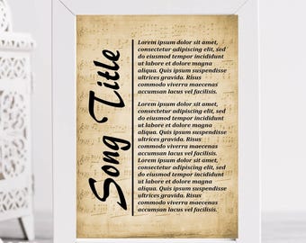 Personalized First Dance Lyrics Print - Wedding Anniversary Gift, Custom Sheet Music Art - Free Shipping
