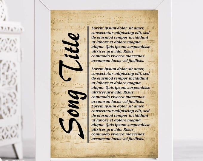 Personalized First Dance Lyrics Print - Wedding Anniversary Gift, Custom Sheet Music Art - Free Shipping