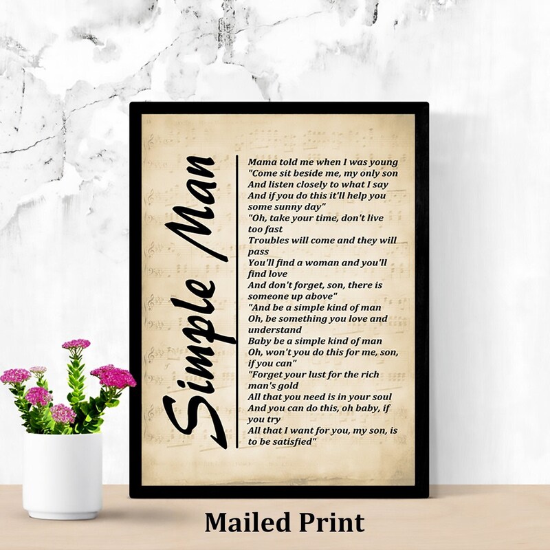 Simple man lyrics tshirt etsy