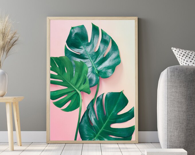 Tropical Leaf Printable Wall Art Monstera Picture for any Room in Your House, Home Décor, Digital Download