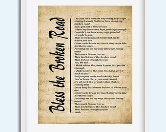 Bless the Broken Road" Lyrics Art: Romantic First Dance Song - Wedding Gift - Digital Download