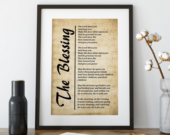 The Blessing, Inspirational Christian Song Lyrics Wall Art, Picture for Living Room, Bedroom or Office, Home Décor Instant Print