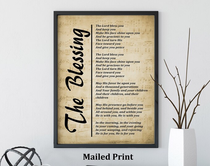 The Blessing Song, Inspirational Christian Song Lyrics Wall Art Print, Picture for Living Room, Bedroom or Office, Home Décor - Lyrics Print