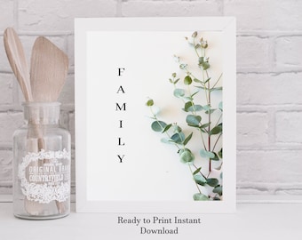 Family Sign Printable Home Décor, Family Print for any room of the house, Living Room, Dining Room, Entryway - Wall Art - Digital Download