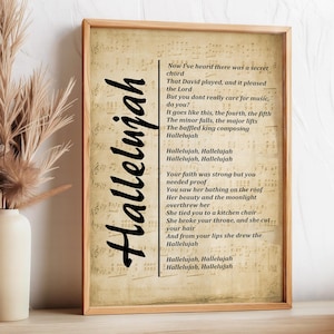 Tekst piosenki „Hallelujah” – grafika ścienna: do pobrania w wersji cyfrowej