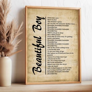 Beautiful Boy Lyrics on Sheet Music, Digital Download, Lyrics Picture, Music Lyrics Wall Art, Music Gift, Wall Décor, Instant Download