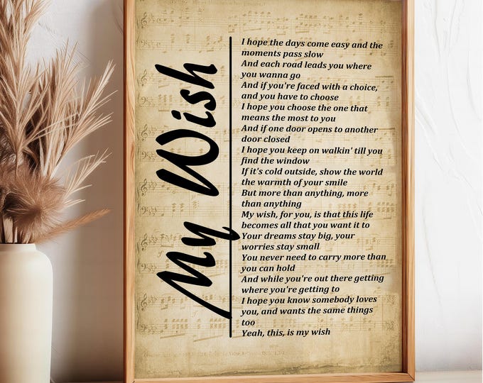 My Wish Song Lyrics Art Print | Rascal Flatts Quote | Inspirational Wall Décor | Digital Download Printable