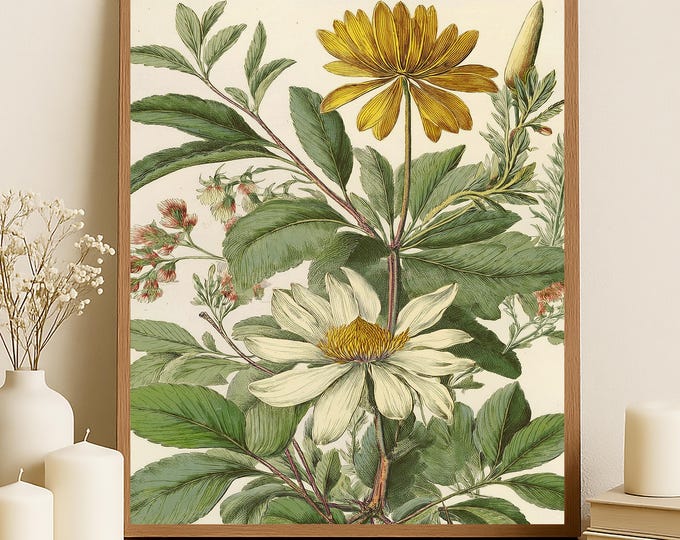 Elegant Floral Print Wall Art for Tranquil Home Décor, Wall Art Print for, Living Room or Bedroom or Office Home Décor