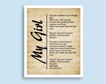 My Girl Lyrics Etsy