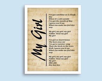 My Girl Lyrics Etsy