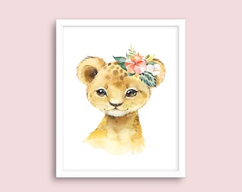 Safari Wall Art  Baby Lioness Cub Printable, Nursery Décor Art Print, Digital Art Printable, Girls Room Décor – Baby Shower Gift
