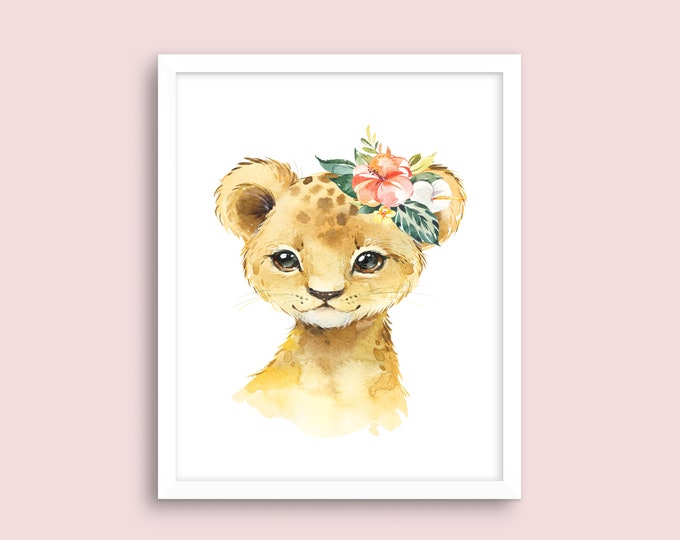 Safari Wall Art  Baby Lioness Cub Printable, Nursery Décor Art Print, Digital Art Printable, Girls Room Décor – Baby Shower Gift