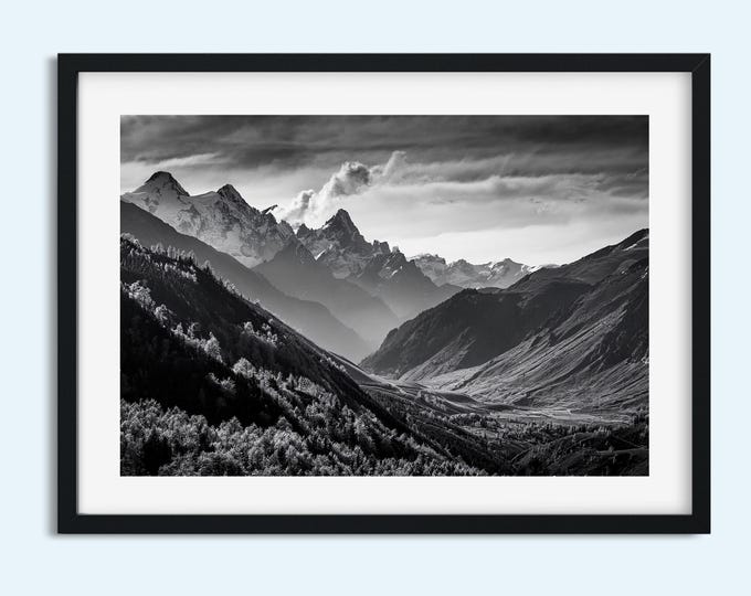 Black and White Mountain Landscape Print | Minimalist Nature Wall Art | Rustic Mountain Scenery Photo | Multiple Sizes 5x7 8x10 8x10 11x14