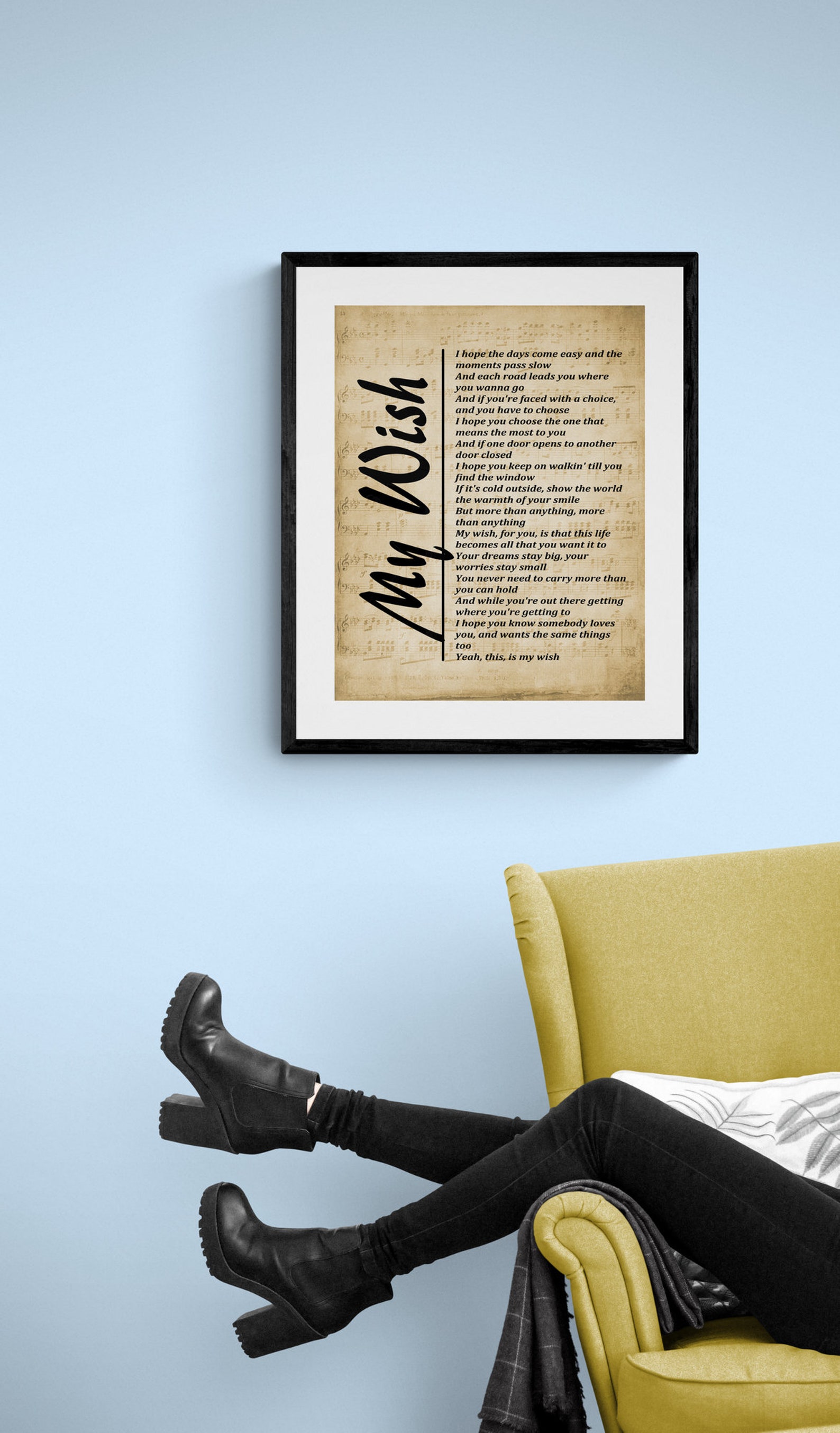 My Wish, Lyrics on Sheet Music, Print, Rascal Flatts My Wish Wall Art, Song Lyrics Wall Art ...