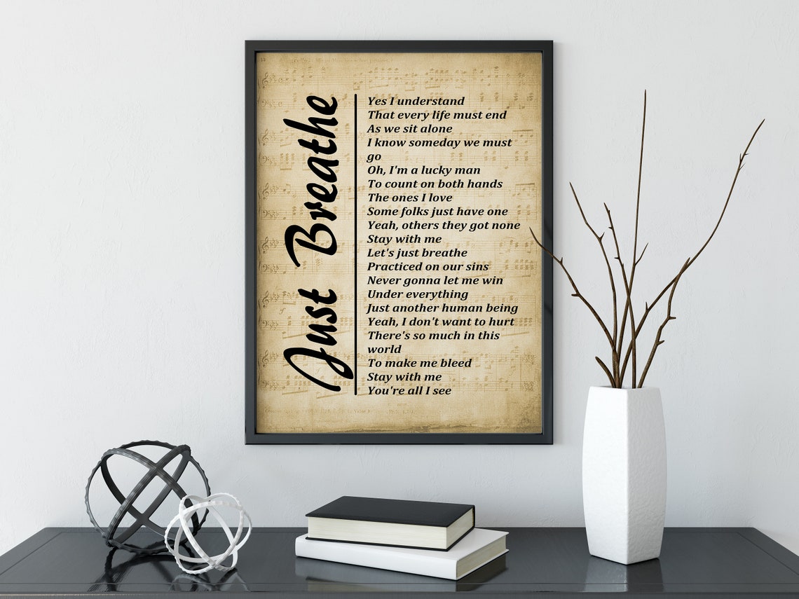 Just Breathe Lyrics on Sheet Music Background Song Lyrics Etsy