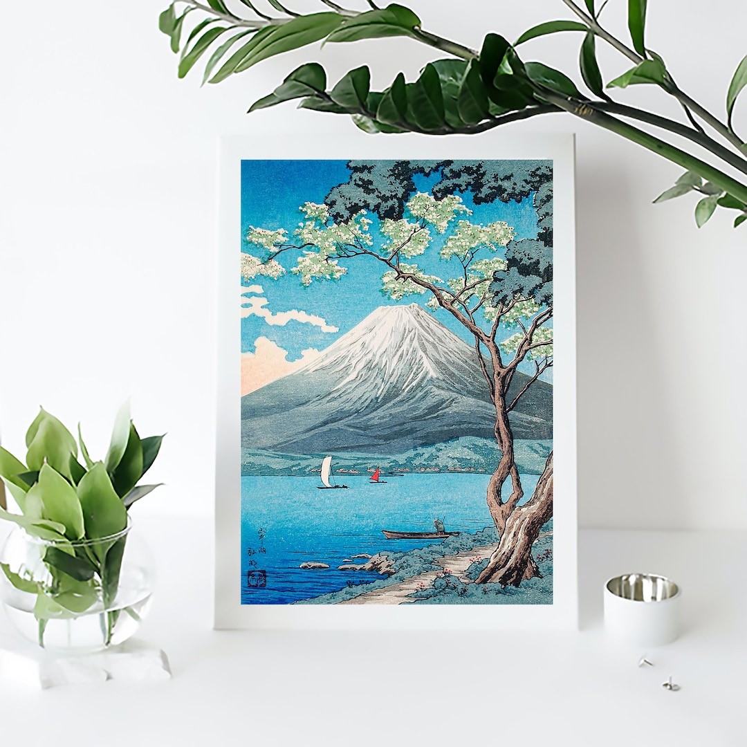 Vintage Mount Fuji Ukiyo-e Print | Japanese Woodblock Art | Cherry ...