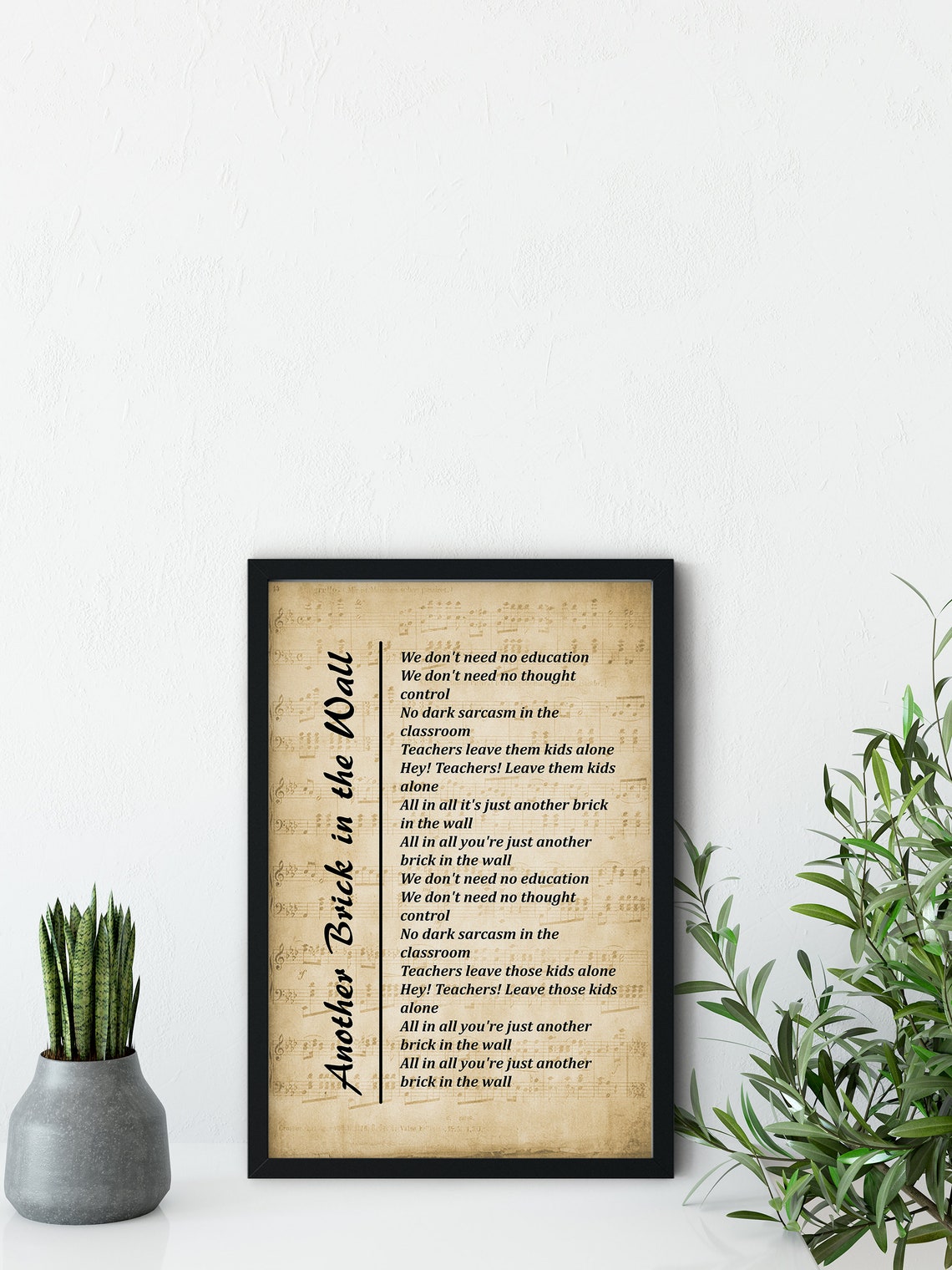 Another Brick in the Wall Song Lyrics Wall Art Print Digital - Etsy