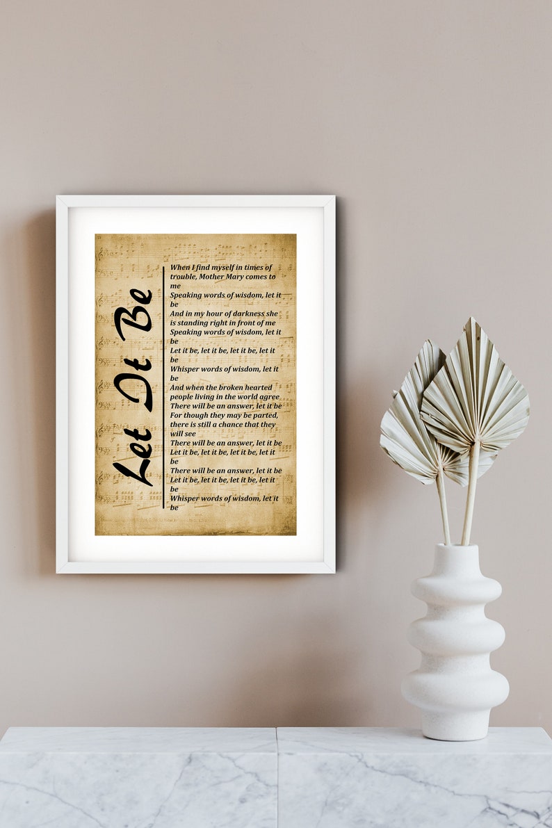 Let It Be Song Lyrics Print Wall Art Print Digital - Etsy
