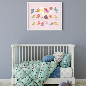Nursery Wall Art Nursery Décor Happy Birds on a Wire Wall - Etsy
